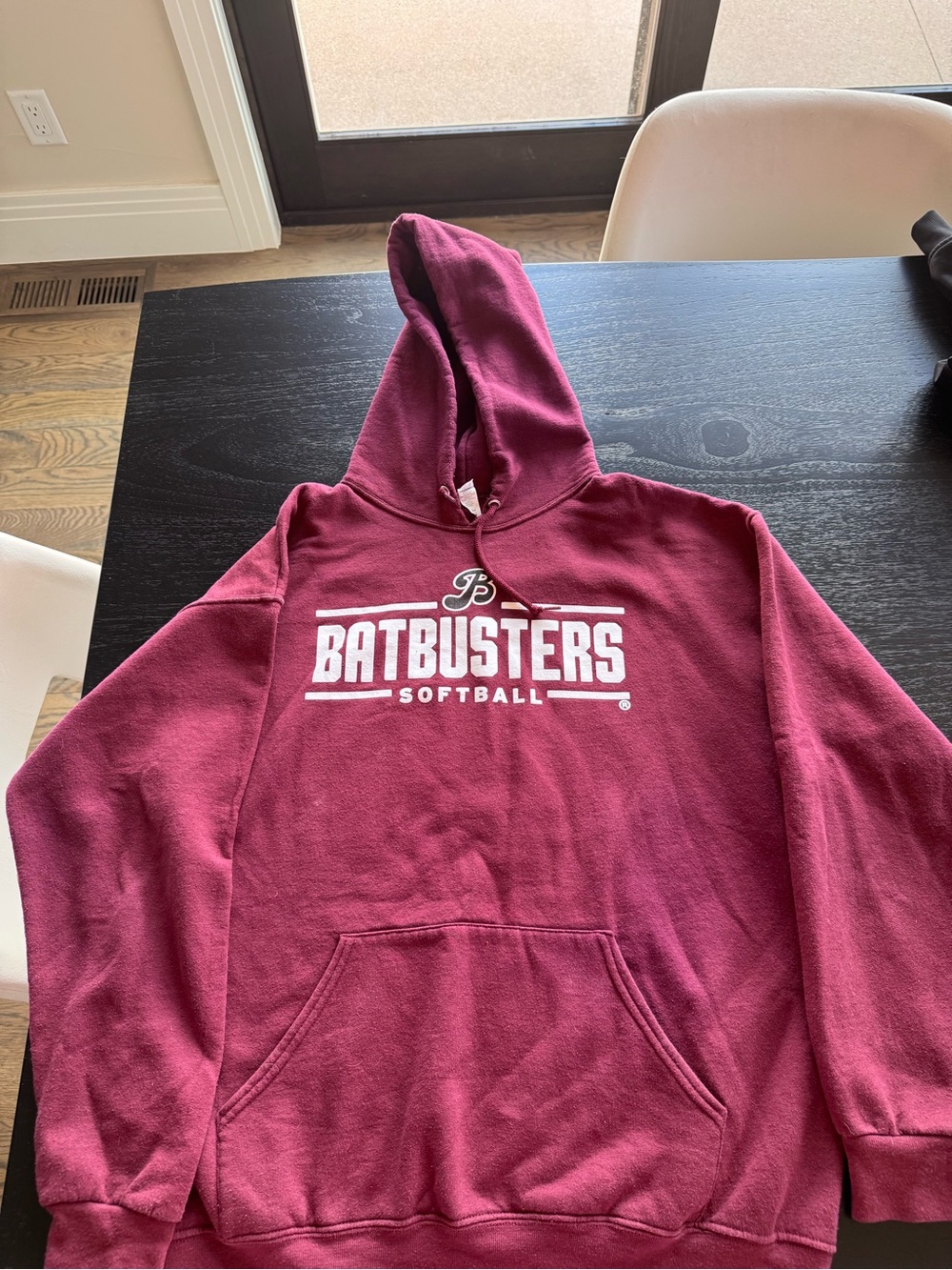 Jerzees Batbusters Maroon Pullover Hoodie with Drawstring